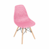 Cadeira Decorativa Assento Rosa Base Madeira Bering