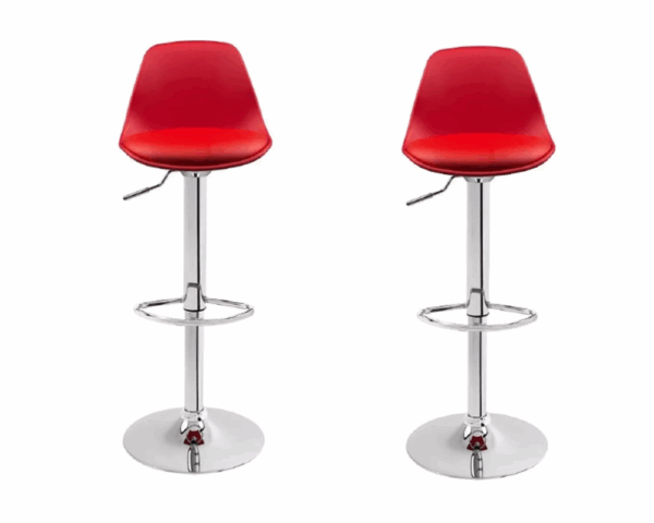 Kit 2 Banquetas Giratoria Alta Vermelha Base Cromada Bering