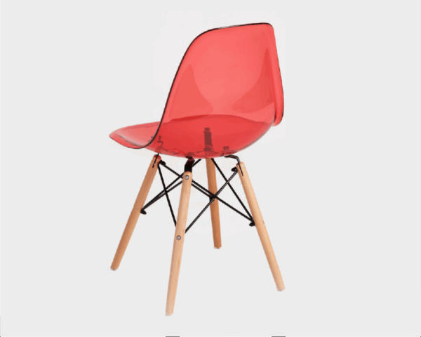 Cadeira Decor Assento Acrilico Vermelho Base Madeira Bering - Imagem 4