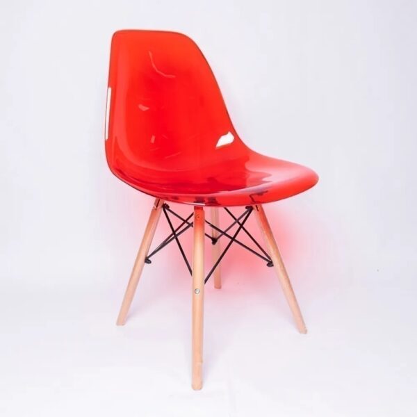 Cadeira Decor Assento Acrilico Vermelho Base Madeira Bering - Imagem 9