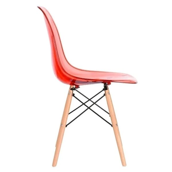 Cadeira Decor Assento Acrilico Vermelho Base Madeira Bering - Imagem 8