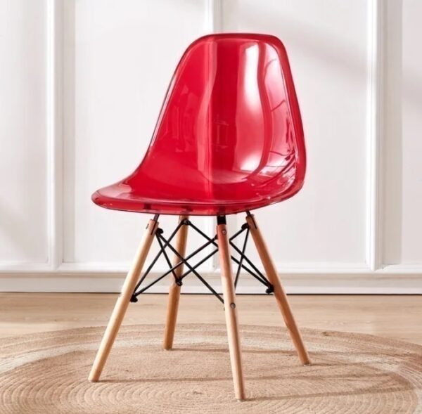 Cadeira Decor Assento Acrilico Vermelho Base Madeira Bering - Imagem 5