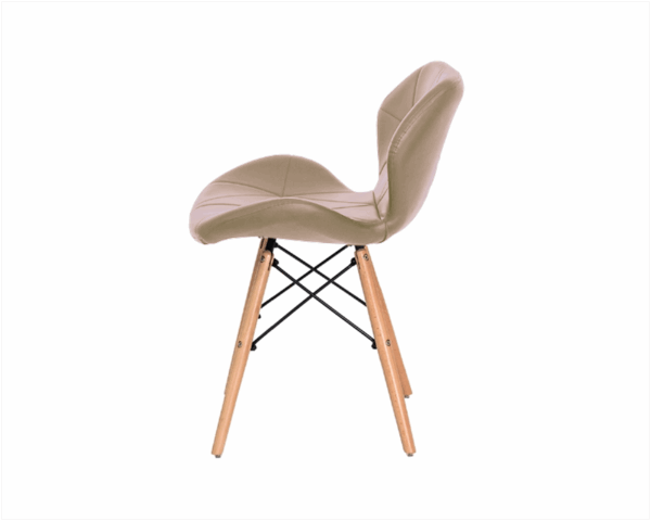 Cadeira Decor Estofada Bege Base Madeira Bering