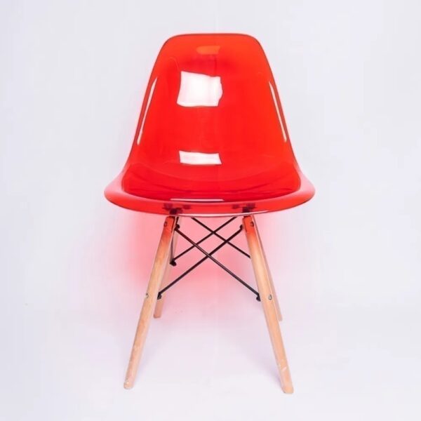 Cadeira Decor Assento Acrilico Vermelho Base Madeira Bering - Imagem 7