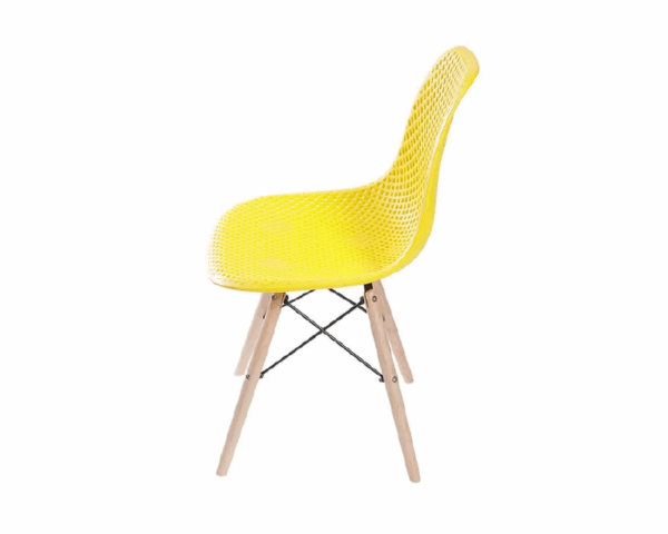 Cadeira Decorativa Assento Amarelo Base Madeira Bering - Imagem 3
