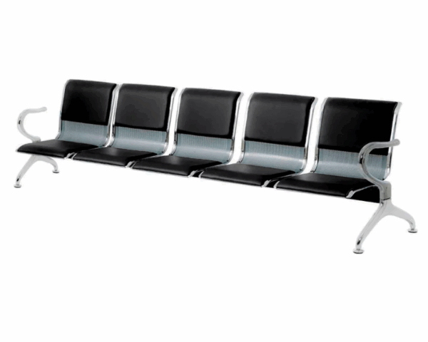 Cadeira Longarina Tipo Aeroporto 5 Lugares Com Estofado Preto 1 Un - Imagem 3
