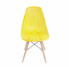 Cadeira Decorativa Assento Amarelo Base Madeira Bering