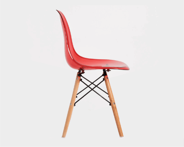 Cadeira Decor Assento Acrilico Vermelho Base Madeira Bering - Imagem 3