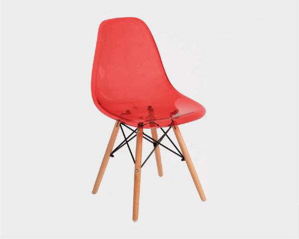 Cadeira Decor Assento Acrilico Vermelho Base Madeira Bering - Imagem 2