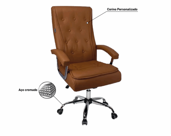 Cadeira Escritorio Presidente Caramelo 1 Un Bering