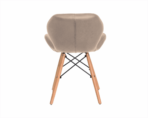 Cadeira Decor Estofada Bege Base Madeira Bering - Imagem 3