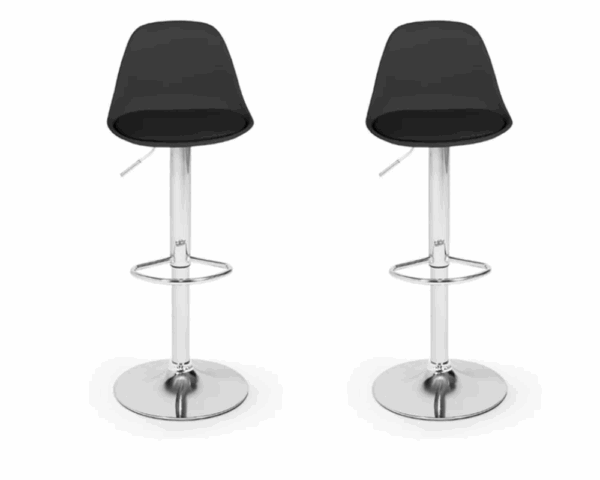 Kit 2 Banquetas Giratoria Alta Preta Base Cromada Bering